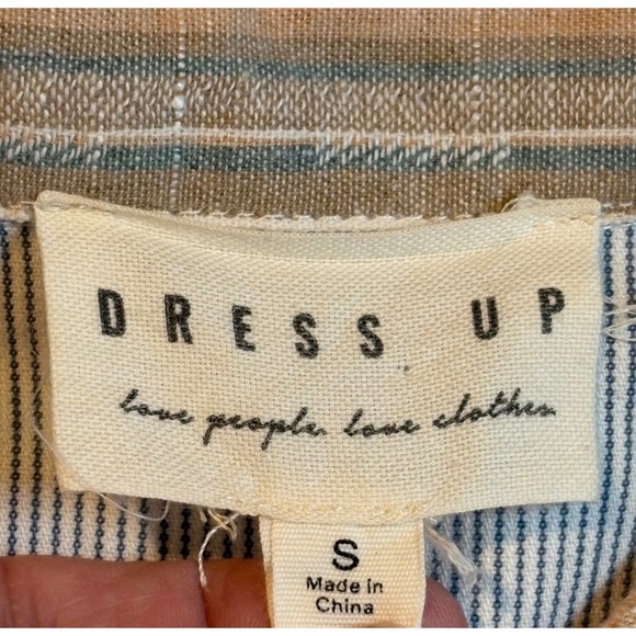 Dress Up Striped Plaid Peplum Button Up Shirt Cottagecore Women Size Small - Picture 9 of 14